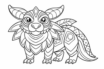 Coloring page line art black silhouette vector