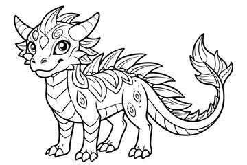 Coloring page line art black silhouette vector