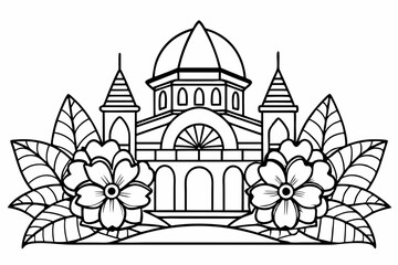 Coloring page line art black silhouette vector