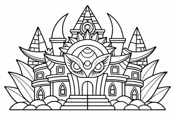 Coloring page line art black silhouette vector