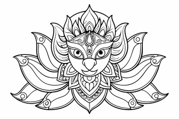 Coloring page line art black silhouette vector