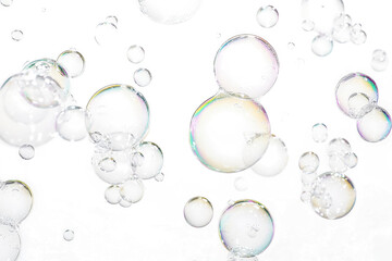 soap bubbles in water cutout image and isolated on transparent background 