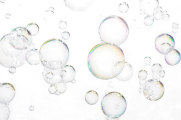 soap bubbles in water cutout image and isolated on transparent background 