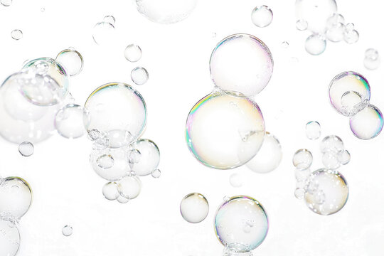 soap bubbles in water cutout image and isolated on transparent background 