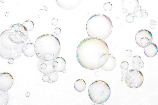 soap bubbles in water cutout image and isolated on transparent background 
