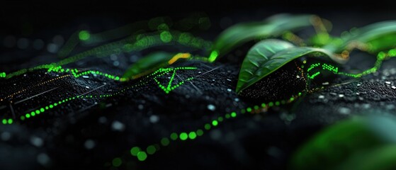 Futuristic growth chart with leaves