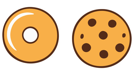 Obraz premium vector illustration of an cookie and a donut in similar color scheme