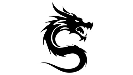 black and white dragon shape for tattoo vector illustration on white background