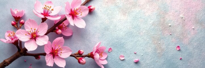 Delicate blush pink blossoms on textured wallpaper, rose, design element, surface