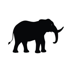Fototapeta premium Silhouette of a Majestic Elephant Walking in Profile on a White Background