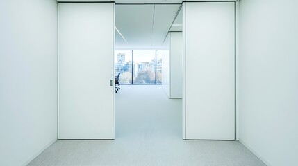 Modern Empty Home Office Room Interior With Blank Wall, Computer, Table, Bookshelf Mockup Frame -Ai