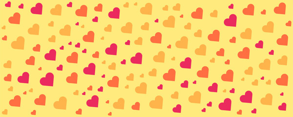 Pink background with glitter hearts for valentine's day. Beautiful wrapping paper or background for a postcard. Place for text, banner for website