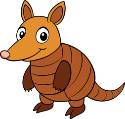 Cute Armadillo Line Art Vector Illustration