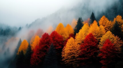 Fototapeta premium A mystical fog rolling over the Appalachian Mountains in autumn