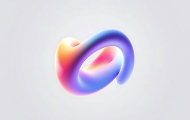 Abstract 3D Shape background, Futuristic Neon Loop isolated white background, Smooth Gradient shape Design.
