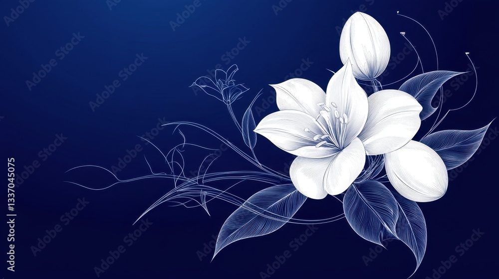 Poster architectural blueprint-style pattern with technical drawings of eggs and flowers, complete with mea
