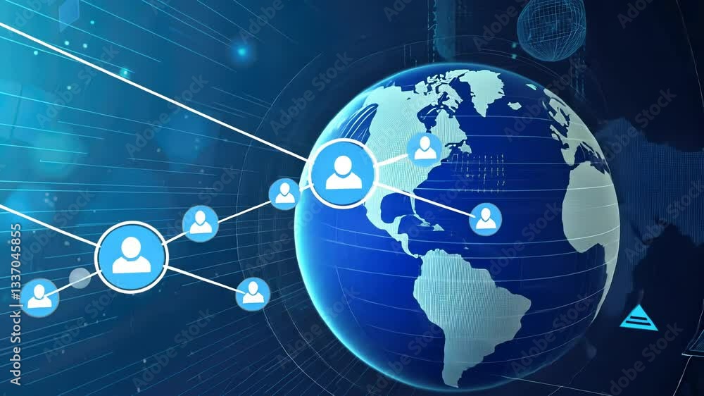 Poster global digital network connecting people. a visual representation of worldwide interconnectedness th