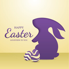 Happy Easter Celebration with Cute Bunny and Colorful Eggs