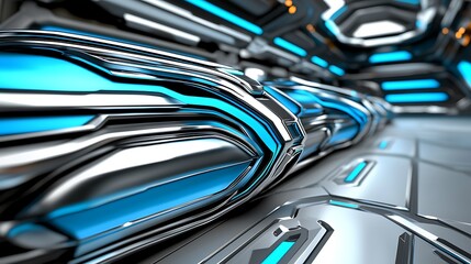 Futuristic tubes glow in a metallic hallway, showcasing advanced technology background for design