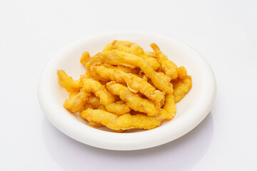 Fast fried food on a pure white background