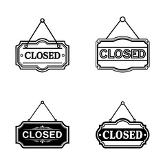 realistic closed sign icon. detailed vector closed sign. premium hanging closed sign.