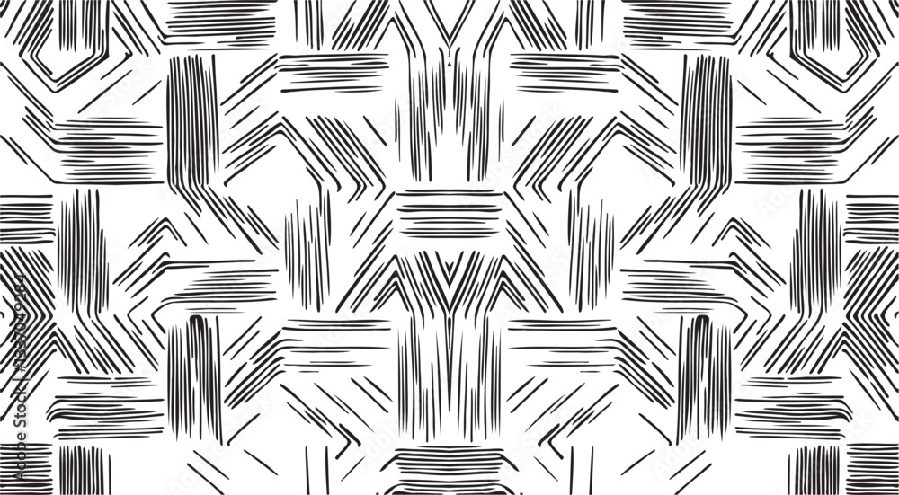Poster black and white tileable pattern. grunge worn damask pattern design. distressed fabric texture. over