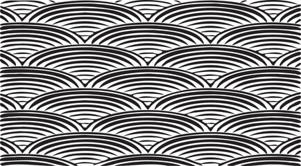 Black and white tileable pattern. Grunge worn damask pattern design. Distressed fabric texture. Overlay texture design. Vector illustration. Eps10.