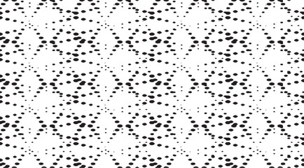 Black and white tileable pattern. Grunge worn damask pattern design. Distressed fabric texture. Overlay texture design. Vector illustration. Eps10.