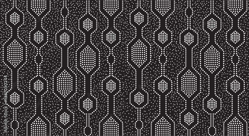 Poster black and white tileable pattern. grunge worn damask pattern design. distressed fabric texture. over