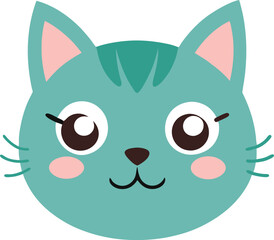 Cute Cat Head Cartoon Illustration