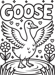 Cute Goose drawing for children coloring page