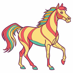 Black horse vector silhouette running wild