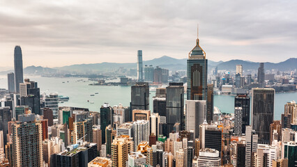 Obraz premium Skyscrapers of Hong Kong. Aerial view