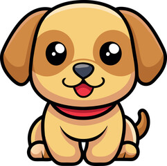 Obraz premium Cute cartoon puppy smiling and playing in a fun illustration
