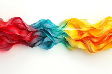 Abstract Colorful Waves Red, Teal, Yellow Flowing Lines Design