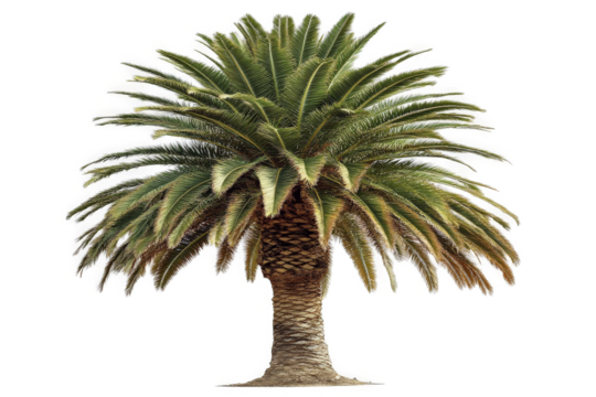 a palm tree with a white background cutout image and isolated on transparent background 