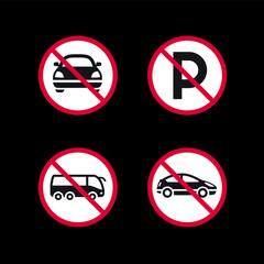 Prohibited signs, forbidden round stickers set, vector icons