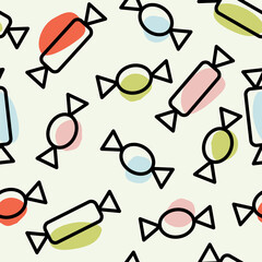 Seamless pattern with colorful sweet candy. Cute candies designed for Halloween party, card, scrapbook, fabric, wrapping, textile, stationary, and phone cases.