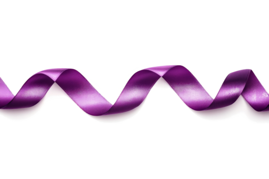 purple satin ribbon cutout image and isolated on transparent background 