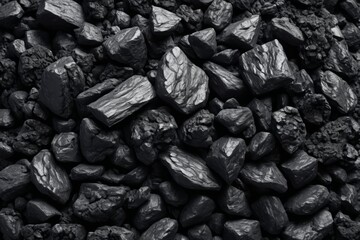 a close up of a pile of coal with lots of black rocks