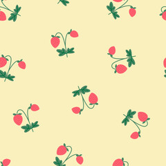 Cute red strawberry seamless vector pattern. Doodle red strawberry fruit vector for wallpaper, textile, fashion, background, stationary, wrapping, card, and phone cases.