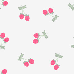 Cute red strawberry seamless vector pattern. Doodle red strawberry fruit vector for wallpaper, textile, fashion, background, stationary, wrapping, card, and phone cases.