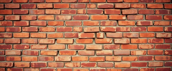 Rough-textured brick wall, varying shades of red and brown, background image, backdrop