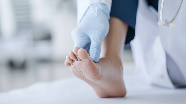 Close-up of a foot exam for diabetic complications