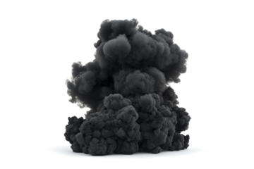 black smoke on white background cutout image and isolated on transparent background 