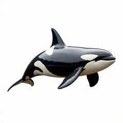 Fototapeta premium Realistic Depiction of an Orca with Distinctive Black and White Patterns Isolated on a White Background.