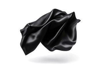 black silk fabric on white background cutout image and isolated on transparent background 