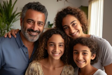 Obraz premium Latina family adult smile togetherness.