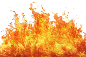 a fire with orange flames on it cutout image and isolated on transparent background 