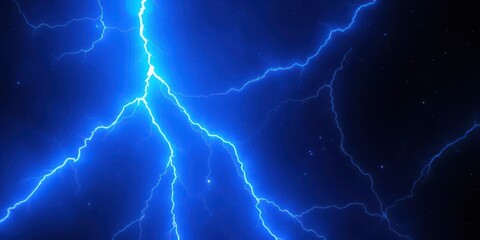 Intense blue plasma bolts arc across dark void, neon, star